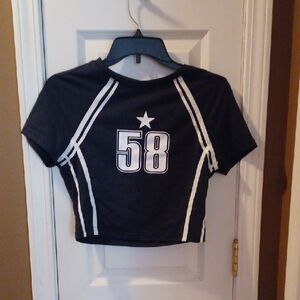 Black Graphic Kids Crop Top